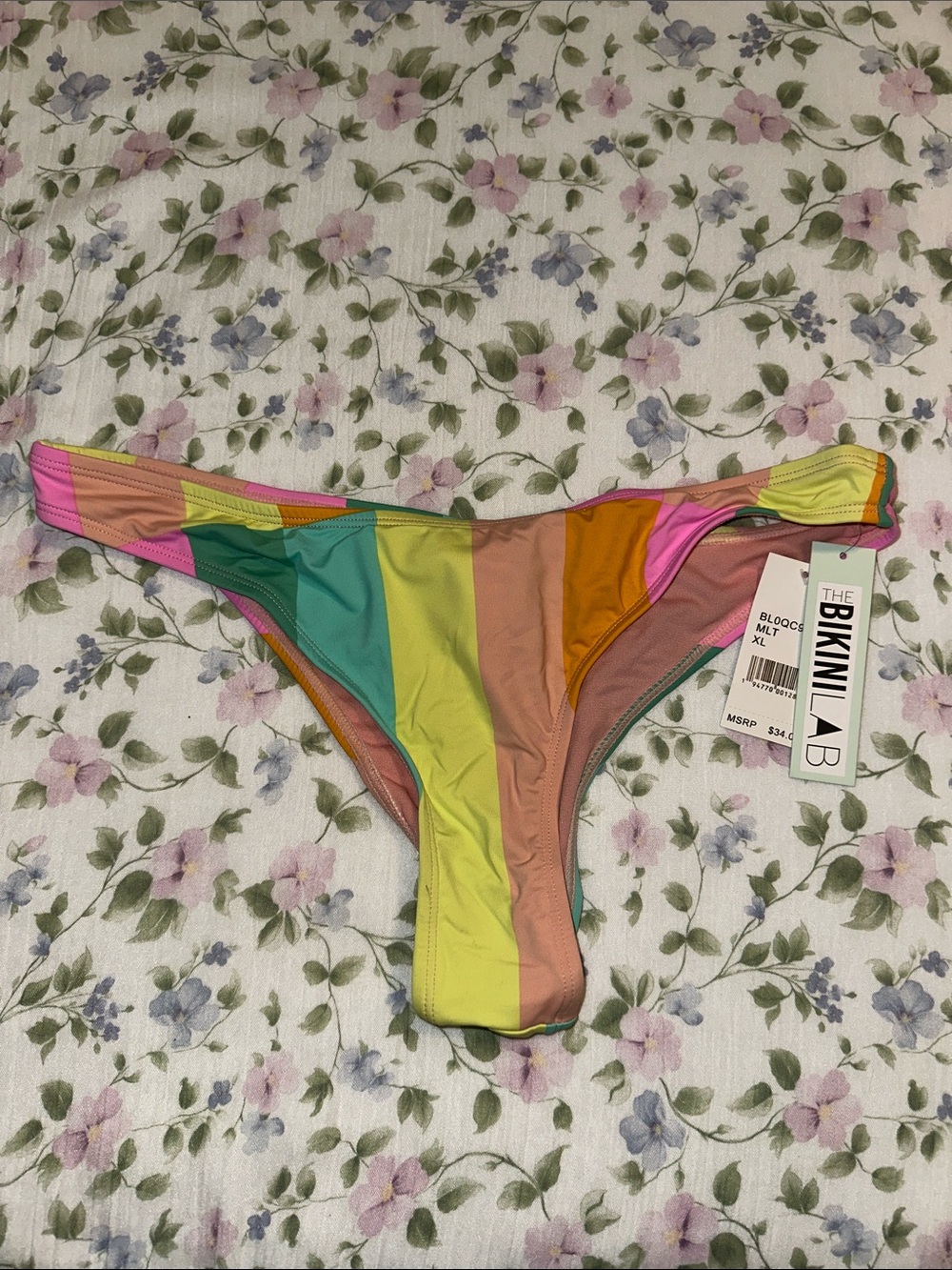 The Bikini Lab Pastel Rainbow Stripe Cheeky Bikini Bottom